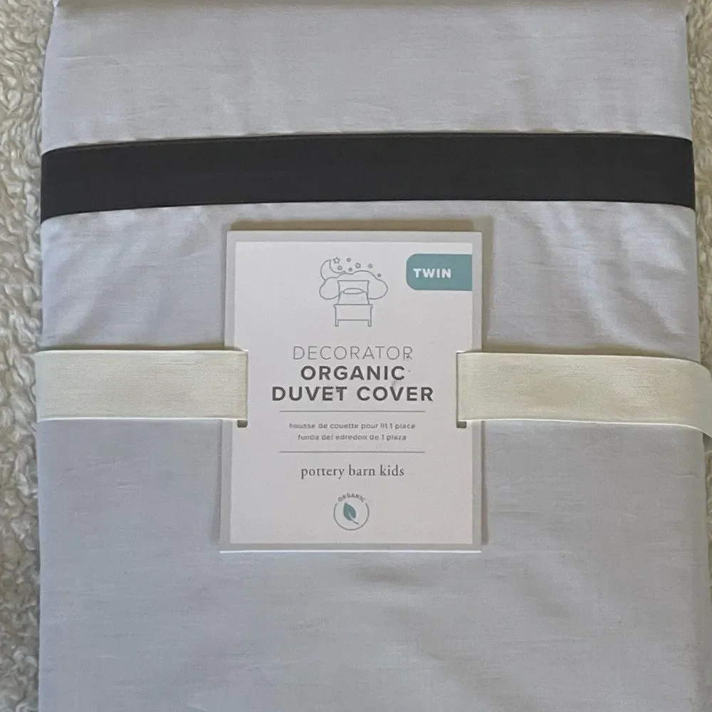 Pottery Barn Kids Decorator Organic Duvet Cover & Sham Twin GRAY